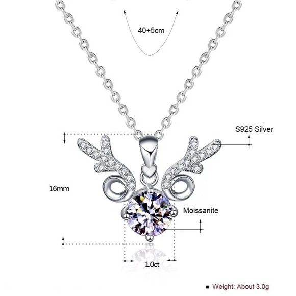 Certified 1ct. t.w. Diamond Elk Necklace 18k White Gold over Italy Silver - Picture 6 of 16